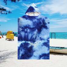 Microfiber Beach Cloak Hooded Towel, Quick Dry Absorbent Swimwear - Royal Blue - View 4