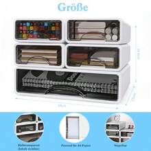 Set Of 5 Desk Drawer Boxes Stackable Office Drawer Organiser Storage Box With Drawer A4 A5 Format Drawer Desk Organiser For Office School Stationerygtt - White 4m1l - View 3