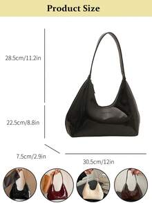 Retro Minimalist French Style Crescent Underarm Bag, Fashionable Elegant Versatile Shoulder Crossbody Baguette Handbag For Women, Korean Niche Patent Leather Baguette Crescent Shoulder Bag, Women's Handbag, Tote Bag, Fashionable Underarm Bag, Versatile Tote Bag Suitable For Shopping, Wallet, Purse, Young Female, College Student, Office Lady. Great For Office, University, Work, Business, Commuting, Outdoor Activities, Travel And Hiking[US Local Warehouse]The Best Gift Choice, Birthday Gift - Nhiều màu - Xem 10