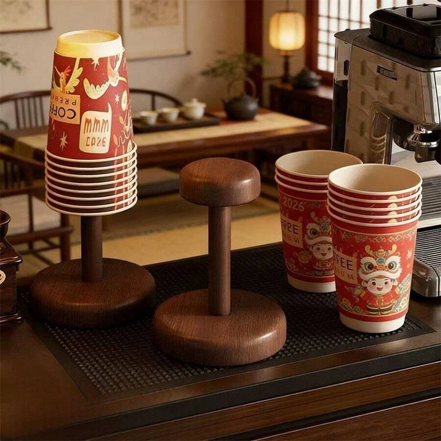 1 cái giá đựng cốc dùng một lần, giá để ráo cốc giấy bằng gỗ nguyên khối, giá đựng cốc nước trên bàn ăn, giá đựng cốc giấy cà phê, trà. - Xem 1