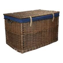 Red Hamper Large Antique Wash Wicker Storage Basket With Cotton Lining - Navy Blue - View 4