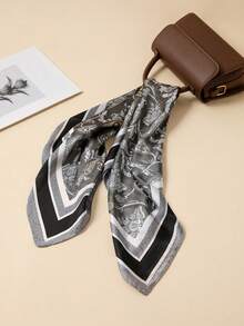 1条男女通用印花围巾，多功能领巾，仿丝小领带围巾 - 彩色 - 查看 12