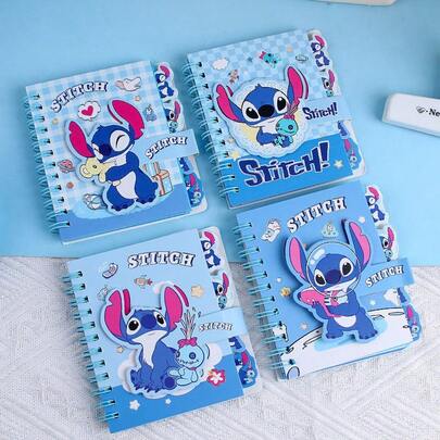 4pcs Stitch Themed Notebook Set - Mini Spiral Bound Blank Memo Pads, Office & Daily Use Notebooks & Stationery, Suitable For Rewards & Gifts