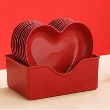 1pc Heart-Shaped Plate, Holiday Wedding Snack Plate, Cake Serving Plate, Bone Dish, Dessert, Fruit And Snack Plate, Suitable For Valentine's Day, New Year, Holiday Events, Weddings, Birthdays And Parties, Suitable As A Mother's Day Gift - Red - View 5