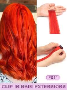 1 Piece Real Human Hair Clip-In Hair Extensions, Multiple Colors Available, Colored Hairpieces, 16 Inch Straight Human Hair Extensions For Women, Add Hair Volume, Natural & Fluffy, Suitable For Parties, Cosplay & Other Occasions - Multicolor - View 17