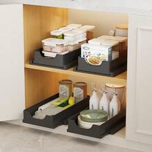 Hole-Free Sliding Rail Pull-Out Kitchen Sink Basket Cabinet Sliding Rail Drawer Storage Rack (With Double-Sided Adhesive Pads) - Multicolor - View 10