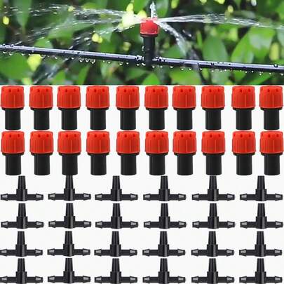 自动滴灌喷头，塑料材质，微型喷头，多角度浇灌花园植物，适用于阳台、庭院、农田、果园、温室园艺，易于安装，经久耐用，是草坪、盆栽植物、菜园等灌溉系统的配件。