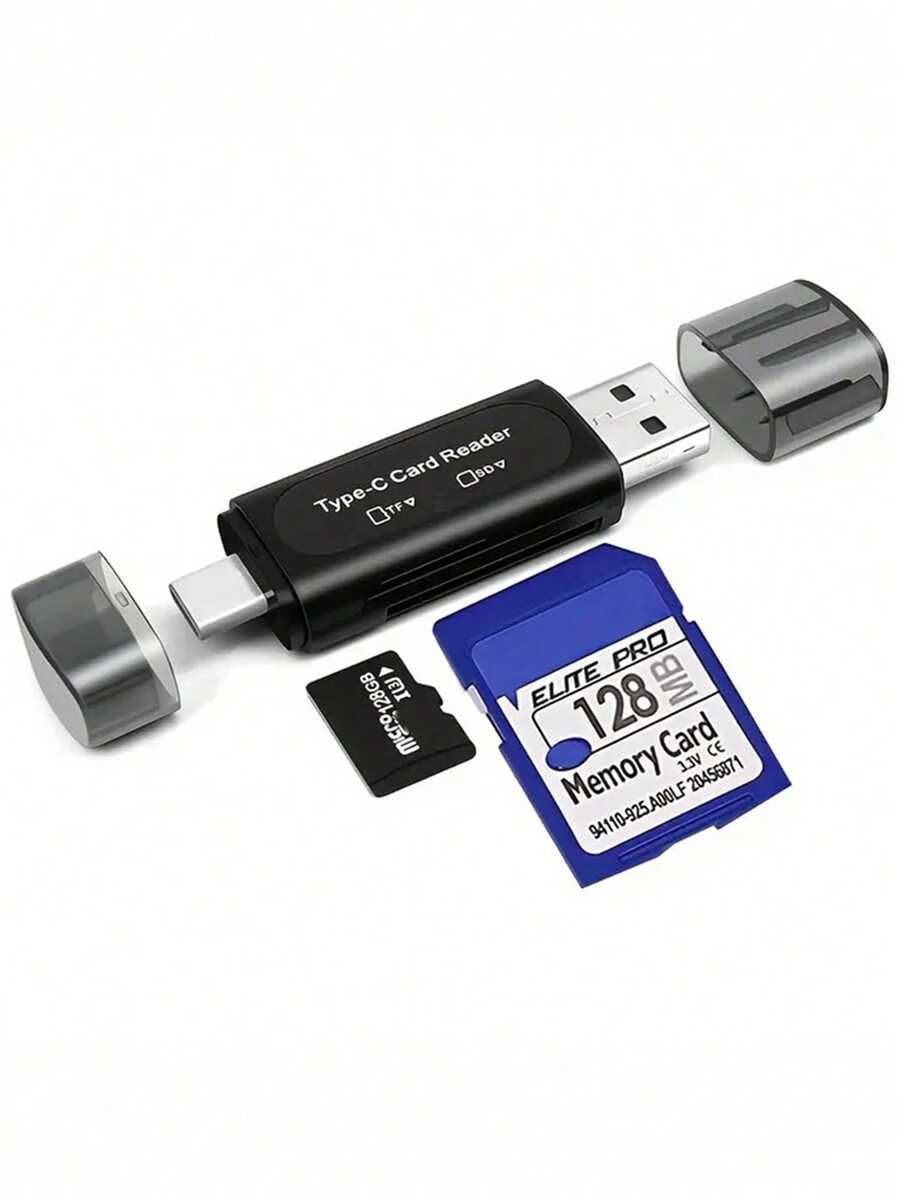 1pc USB Micro SD Card Reader, 4-In-1 Type-C/USB A To SD/MicroSD/SDXC/SDHC Card Adapter, Dual Slot Memory Card Reader, Compatible With PC, Galaxy, Tablet