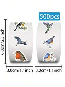500pcs/Roll Cartoon Bird Stickers, Animal Stickers, Bird Toys, Bird Gifts, Cartoon Stickers, Cute Stickers, Aesthetic Stickers, Suitable For Water Bottles, Computers, Laptops, Phones, Luggage, Notebooks, Refrigerators, Etc. - A - View 2
