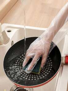 10/50pcs Long Sleeve Waterproof Gloves, Suitable For Household, Kitchen, Laundry, Cleaning - Multicolor - View 10