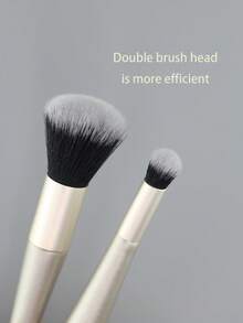双头化妆刷，适用于涂抹粉底和遮瑕膏，打造喷枪妆效，采用纯素、无动物实验的刷毛制成 - 彩色 - 查看 2
