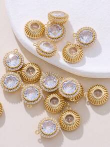 1 Piece/3 Pieces/10 Pieces Fashionable DIY Inlaid Zirconia Sparkling Circular Pendant Exquisite And Versatile Pendant Suitable For Making On Any Jewelry - DIY Round Pendant - View 2