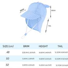 Baby Sun Grid Hat With Neck Flap Adjustable Baby Boys Girls Summer Beach Hat For Traveling Hat - Small Checkered Ear Beach Hat - View 3