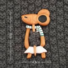 -Border Couple's Wooden Brooch, Retro Cute Animal-Themed Personalized Pin - 鼠男 - 查看 3