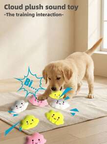 PETSIN 1 可爱卡通小云宠物毛绒玩具，小巧可爱狗狗玩具猫咪玩具可发出声音玩具宠物互动投掷玩耍玩具 - 彩色 - 查看 2