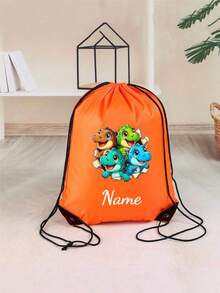 This Customized Drawstring Large Capacity Backpack Features A Dinosaur Print Pattern, Very Suitable For Sports Or Cycling. You Can Also Customize It With Your Name Or Holiday Greetings Printed On It. - Multicolor - View 6