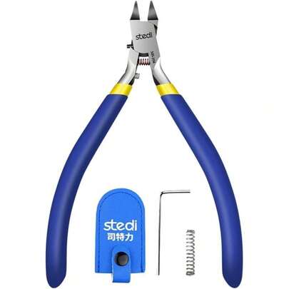 Tijeras de modelo de 4.7 pulgadas con hoja única ultra delgada y caja de hoja, herramientas de modelo de plástico para reparar y restaurar modelos de plástico, azul
