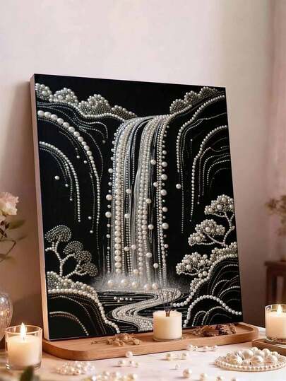 5D Diamond Painting Kit - Pearl Waterfall, DIY Painting For Adults Beginners, Rounded High-Luster Pearl Texture, Vibrant Colors, Sturdy Adhesive, Includes Tools, Easy For Newcomers, Stress Relief, Great Gift For New Year, Valentine's Day, Mother's Day, Teacher's Day, Christmas, Thanksgiving, Home Decor For Living Room, Bedroom, Entryway, 2 Sizes Available