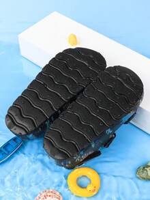 Sandalias de verano para exteriores, zapatos ligeros y cómodos de punta abierta para niños para el jardín - Negro - Ver 4