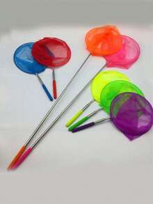 1pc Small Stainless Steel Telescopic Butterfly/Insect Net, Retractable Fishing Net, Outdoor Water Play Toy (Random Delivery Of Handle With Or Without Pattern) - Multicolor - View 1