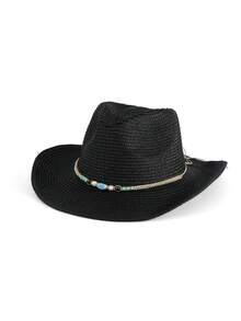 1pc Women's Wide Brim Sun Hat, Minimalist European And American Style Cowboy Straw Hat, Outdoor Casual - Straw Hat - View 25