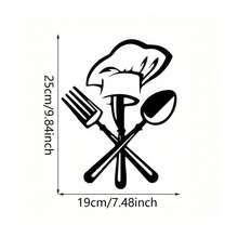 1 miếng dán vinyl hình mũ đầu bếp và dụng cụ nhà bếp, có thể tháo rời, tự dính, chống thấm nước, thích hợp cho phòng ăn, nhà bếp, phòng khách và trang trí nhà cửa. - Nhiều màu - Xem 4