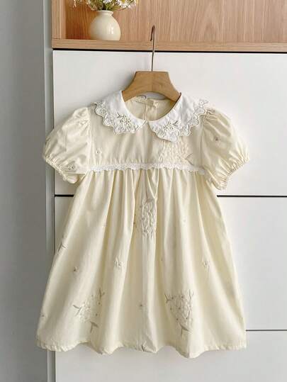 夏季新款女童刺绣碎花连衣裙，韩版公主裙，适合幼儿和小女孩