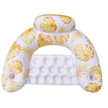 1pc Maple Leaf Pattern Inflatable U-Shaped Floating Chair, Simple Water Recreation Floating Device, Maple Leaf PVC Inflatable Floating Pad With 2 Cup Holders, Foldable Maple Leaf U-Shaped Floating Bed, Water Leisure Chair, Pool Party, Beach Entertainment - Multicolor - View 13