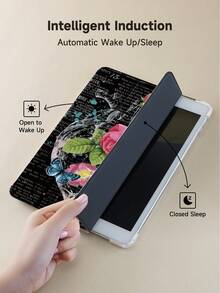 Ayotu 1pc Black English, Flower Heart Tablet Case & Kindle E-Book Case Compatible With IPad 10th Generation, 11/Air 4th/Air 7th/9.7 Inches, Compatible With Samsung Galaxy Tab A9 Plus, Kindle (11th Generation-2024 Release)(6 Inch), Kindle Paperwhite 12th Gen 2024, Great Holiday Gift, Stylish And Simple Pattern. - Multicolor - View 5