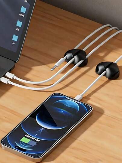 1/4pcs Heart-Shaped Cable Organizer, Phone Charging Cable Holder, Winding Tool, Self-Adhesive Wire Management Clips, Suitable For Desk, Bedside, Wall, Car And Office