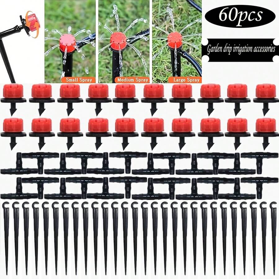 花园植物浇水喷洒系统，自动灌溉设备套装，包含可调节喷头和滴灌套件，适用于花园、温室和草坪。 - 灌溉套裝 - 查看 1