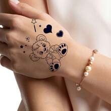 AMIFANS Temporary Tattoo Magical Teddy Bear, Semi Permanent Tattoo,Lasting 1-2 Weeks Tattoo, Long Lasting Tattoo, Juice Tattoo, Realistic Tattoo, Romantic Tattoo, Fake Tattoo, Waterproof, Authentic Tattoo Look, Niche Design Tattoo, Fruit Tattoo, Plant-Based Tattoo - Black - View 4
