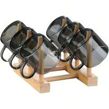 2pcs Transparent Smoky Gray High-Quality Elegant Glass Teacups, Breakfast Coffee Mugs, Creative Water Glasses, Minimalist Heatproof, Suitable For Kitchen, Living Room, Great Gift (No Cup Holder) - Black - View 7