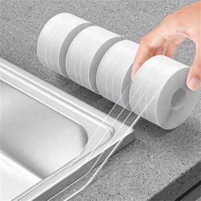 1/3 miếng băng keo bịt kín khe hở bồn rửa nhà bếp, dải keo tự dính chống thấm nước, thích hợp cho mặt bàn/bếp/bồn rửa/nhà vệ sinh/máy giặt, nhãn dán, decal dán tường, decal vinyl, trang trí nhà cửa, trang trí mùa xuân, làm mới nhà cửa, decal Rama, quà tặng sinh nhật/tốt nghiệp