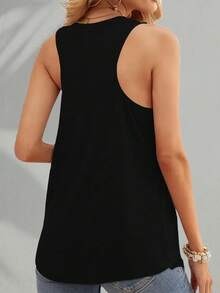 Vest Top Women, Retro-Style Graphic Tank Top | Sleeveless Top | A Must-Have Casual Vest For Campus Style, Daily Outings, Girls' Gatherings, And Music Festivals - 黑色 - 查看 3