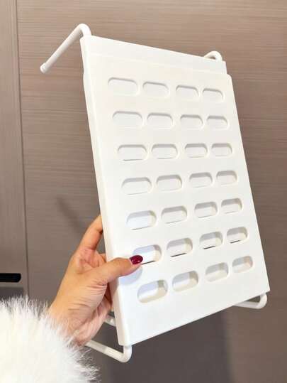 1pc Grey/White ABS Space-Saving Storage Rack - Expandable Organizer Shelf Suitable For Shoes, Cabinets, Kitchen And Bathroom