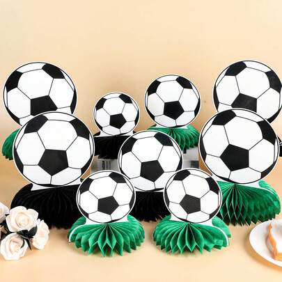 12pcs/Set,Football Theme Party Decorations, Football Honeycomb Center Ornaments, Sports Theme Desktop Decoration, Sports Desktop Honeycomb Ornaments, Suitable For Birthday, BabyShower Party And Other Occasions Decoration Supplies.Soccer Birthday Party Decorations - Honeycomb Centerpieces With 3D
