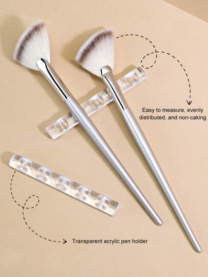  YZIMENG 4pcs Makeup Tool Set: 2 Angled Powder Brushes + 2 Acrylic Transparent Makeup/Nail Brushes With Holder. Ultra-Thin Angled Powder Brush, Face Mask Brush, Multi-Functional Makeup Tools Suitable For Beginners. Soft Fiber Material, Portable, Ideal For Travel And As A Gift For Women And Girls. This Makeup Brush Set Includes Various Makeup Tools, A Complete Makeup Kit.
