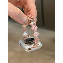 1 条女士镶钻星空表带，兼容 38/40/41/42/44/45/46/49 毫米表盘，兼容 Ultra/SE10/9/8/7/6/5/4/3/2/1 型号。 - 玫瑰金 - 查看 7