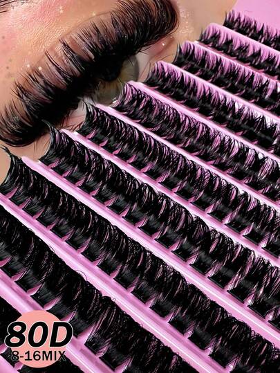 200 Pieces Of D-Shaped Curled DIY False Eyelash Clusters, 80D-Shaped Eyelash Clusters, 0.07mm D-Shaped Curl Degree, 8-16mm Hybrid Natural Eyelash Extensions, Ultra-Thick And Long Eyelash Clusters, Curled Single Eyelashes, Slim And Long Eyelashes, Long Cartoon Effect Eyelashes, Suitable For Novices To Use At Home. Ultra Thick False Eyelashes, Large Volume Eyelash Clusters, Eyelash Clusters, Single Eyelashes, False Eyelashes.