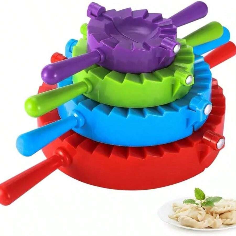 4-Piece Dumpling Mold Press Set - Japanese Pan-Fried Dumpling Pastry Machine, Dough Press Mold, Pastry Making Mold, Chinese Soup Bun, Dumpling Mold, Italian Ravioli, Dumpling Potstickers Maker - View 1