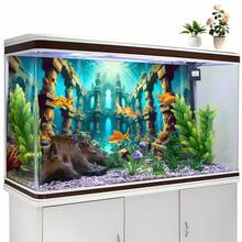 沉没的寺庙，水族箱背景画，水族箱背景贴纸，爬行动物饲养箱背景贴纸，自粘正面，水族箱景观装饰，水族箱装饰品 - A - 查看 6