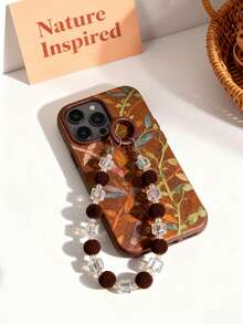 1件复古酒红色串珠水晶手机挂绳，秋冬氛围腕链，包包挂饰 - 彩色 - 查看 4