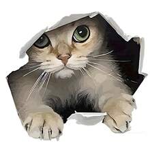 1/2/3pcs 3D Cat Heat Transfer Stickers, Cute Polyester Iron-On Decals, Suitable For DIY T-Shirts, Jeans, Backpacks, Washable Sewing And Crafts - L+S - View 2