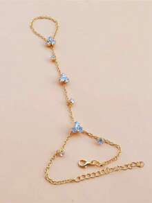 新款夏季水晶花朵手链，几何水晶手链，女士沙滩派对饰品 - 金色 - 查看 3