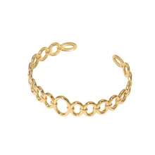 1 pieza Brazalete de acero inoxidable sofisticado y hueco ajustable para mujer, no se desvanece - Plateado - Ver 3