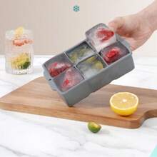 Silicone Ice Cube Tray, Suitable For Whiskey, Makes Large Ice Cubes, 6-Cavity Ice Cube Tray With Lid, Easy To Clean, Dishwasher , Applicable From -40°C To 240°C - Multicolor - View 2
