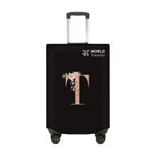 1pc Non-Stretch Non-Woven Fabric Luggage Protective Cover Suitable For 20-30 Inch Trolley Case, Anti-Scratch Luggage Protector Cover With Rose Gold Letter Pattern, Travel Accessory Essential For Back To School - Black - View 161