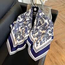 1条男女通用印花围巾，多功能领巾，仿丝小领带围巾 - 彩色 - 查看 10