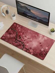 Tấm lót chuột chơi game cỡ XXXL siêu lớn, siêu mịn, siêu rộng, siêu dài, có thể giặt, chống thấm nước, chống trượt, kích thước 39,37"X19,69", đế cao su, bề mặt vải, nền đỏ với họa tiết hoa mai kiểu Trung Quốc, tương thích với chuột có dây và không dây, thích hợp cho văn phòng, nhà, chơi game, quà tặng trang nhã, quà tặng Ngày của Mẹ. - Xem 3